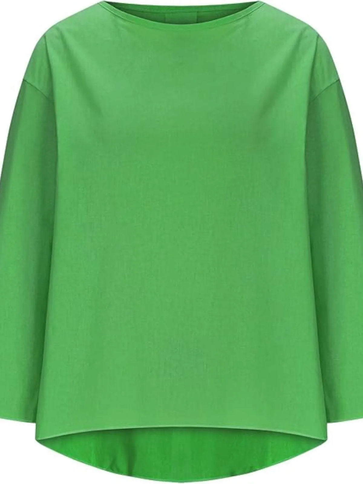 Full Size Round Neck Relaxed Fit Blouse Plus Size