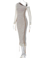 One-Shoulder Ruched Bodycon Midi Dress