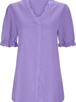 Full Size Lace Detail V-Neck Blouse Plus Size