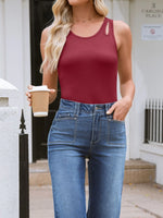Cutout Round Neck Tank - Ladyez