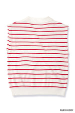 Zenana Viscose Striped Collared Sweater Vest