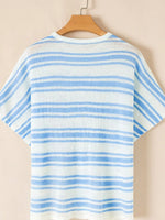 Stripe Round Neck Half Sleeve Knit Top