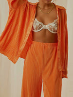 Button Up Long Sleeve Top and Pants Set