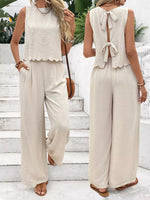 Tie Back Tank and Wide Leg Pants Set