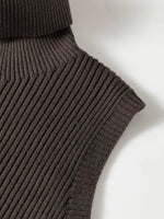 Ribbed Knit High Neck Sleeveless Waist Slim Fit Sweater Vest