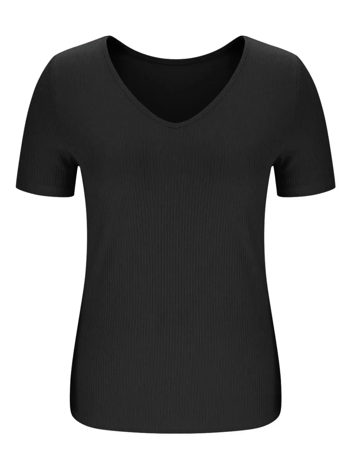 Solid V-Neck Short Sleeve T-Shirt
