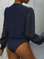 Perfee Ruched Surplice Long Sleeve Bodysuit - Ladyez