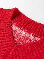 Floral Heart Checkered V-Neck Sweater