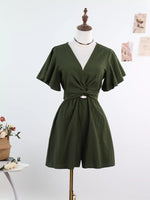 Tie Waist Flutter Sleeve Romper