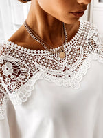 Lace Trim Long Sleeve Blouse