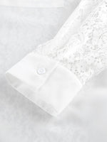 Lace Sleeve Button-Down Shirt