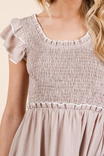 Lime 'N' Chili Ruffle Trim Smocked Dress with Contrast