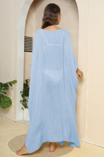 V-Neck Three-Quarter Sleeve Cover-Up - Ladyez