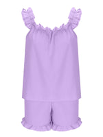 Ruffle Trim Sleeveless Top and Shorts Set