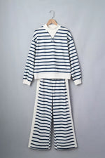 Striped Long Sleeve Top and Wide-Leg Pants Set