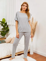 Boat Neck Top and Pants Lounge Set - Ladyez