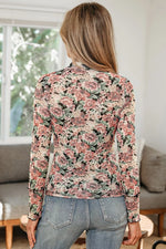 Multicolour Retro Floral Ruffle Trim Square Neck Tank Top