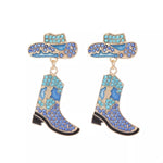 Cowboy Hat Boot Dangle Earrings