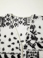 Sherpa Paisley Print Pocketed Western Fashion Vest Jacket