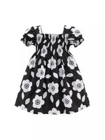 Children's Floral Print Smocked Casual Dress