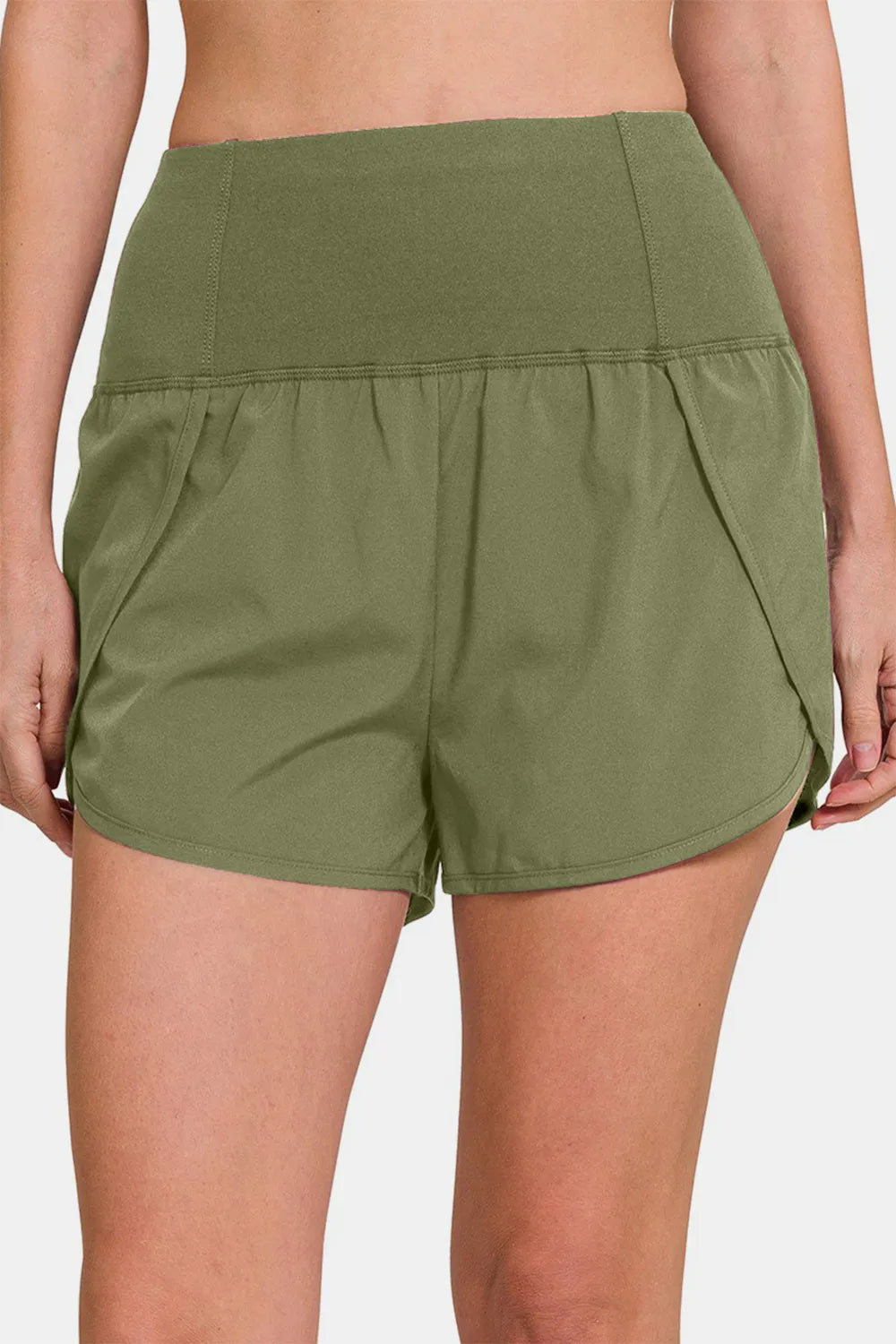 Zenana High-Waisted Zippered Back Pocket Active Shorts - Ladyez