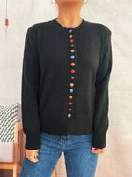 Button-Front Cardigan with Colorful Detail Buttons