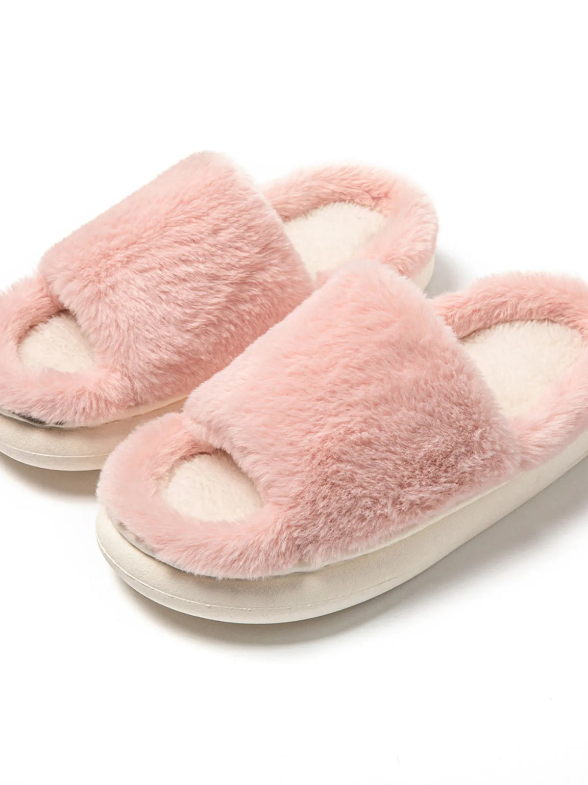 Fluffy Open Toe Comfort Slippers - Ladyez