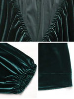 Ruched V-Neck Balloon Sleeve Dress