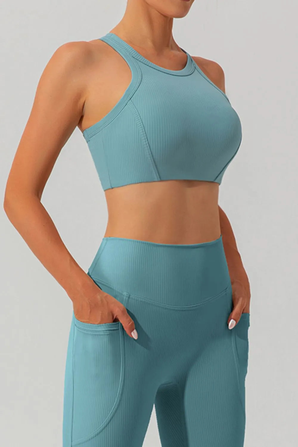 Round Neck Racerback Active Tank - Ladyez