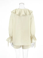 Ruffled V-Neck Top and Shorts Set
