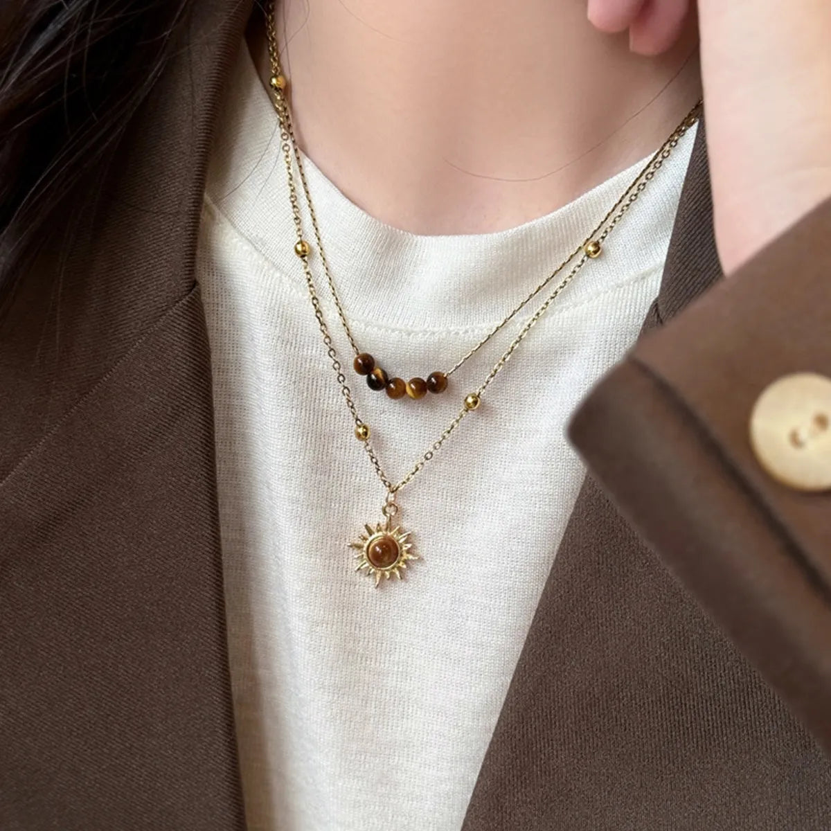Tiger's Eye Copper Double Layered Necklace