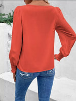 Lace Trim Long Sleeve Blouse