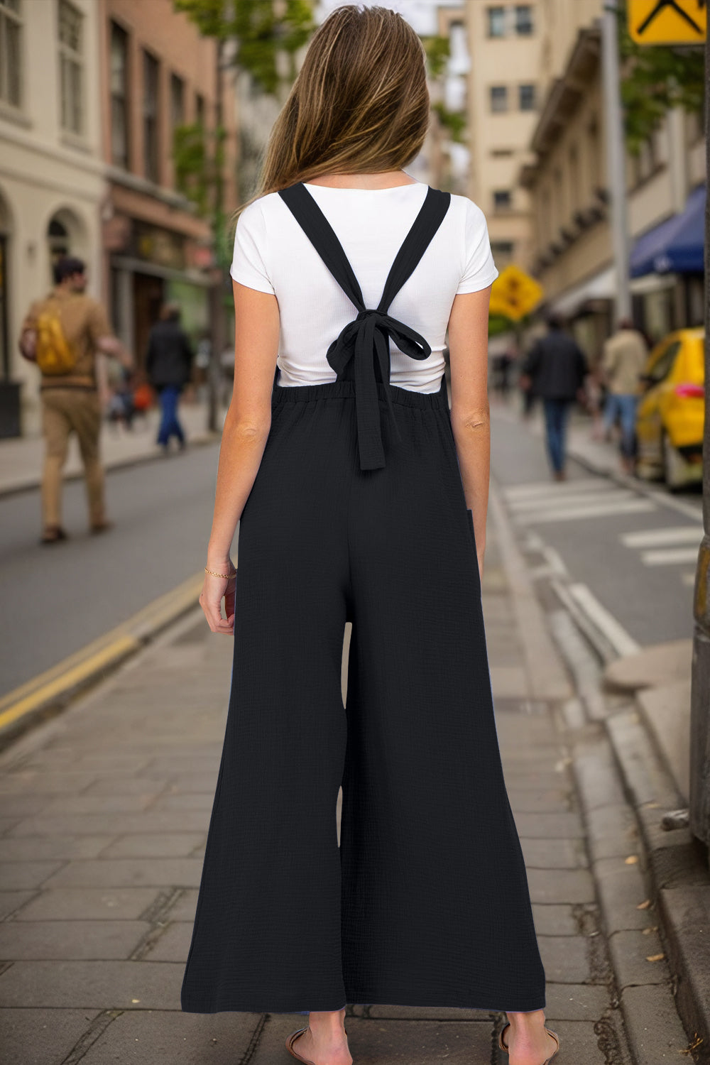 Double Take Full Size Wide Leg Overalls with Pockets - Ladyez