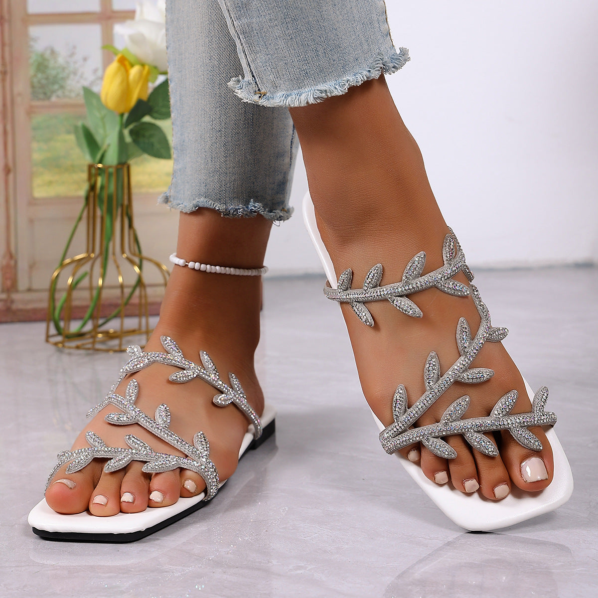 Open Toe Rhinestone Sandals