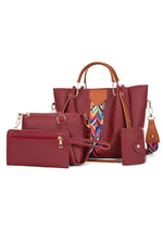 4-Piece Geometric Strap Bag Set - Ladyez