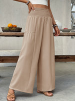 Smocked Waist Wide Leg Pants