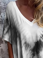 Full Size Pocketed Tie-Dye Short Sleeve Dress - Ladyez