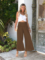 Wide-Leg Smocked Waist Pants