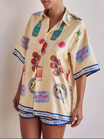 Printed Button Up Top and Shorts Set