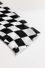 Checkered Mock Neck Long Sleeve Blouse - Ladyez