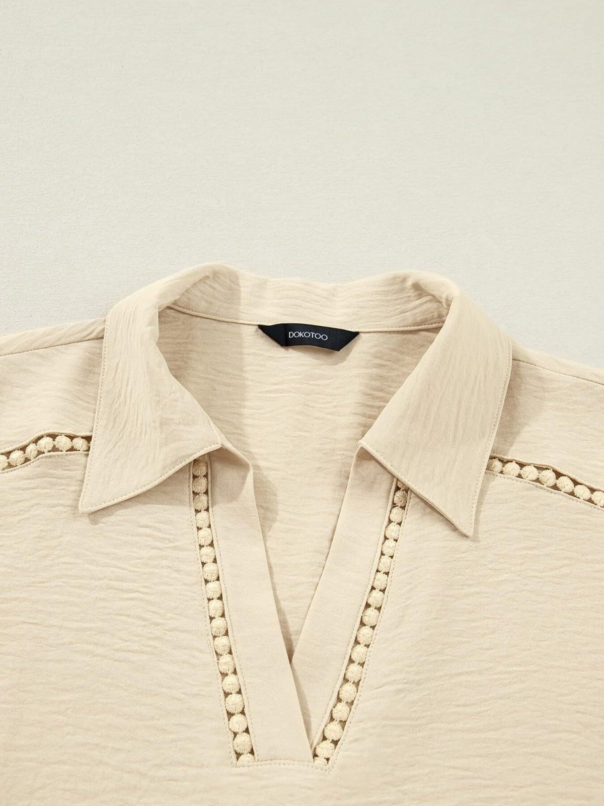 Johnny Collar Texture Blouse