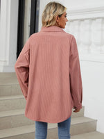 Collared Neck Long Sleeve Dropped Shoulder Shirt