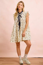 BiBi Floral Multi-tierd Dress With Ruffles And Front Tie
