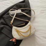 Chain-Embellished Shoulder Bag - Ladyez