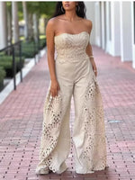 Hollow-Out Tube Top and Pants Two-Piece Set