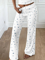 Floral Ribbed Cami and Wide Leg Pants Set