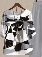 Printed Half Sleeve Top and Pants Set