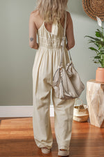Ruched Sleeveless Wide Leg Jumpsuit - Ladyez