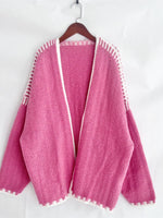 Contrast Trim Open Front Cardigan