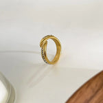 18K Gold-Plated Inlaid Rhinestone Twisted Ring - Ladyez